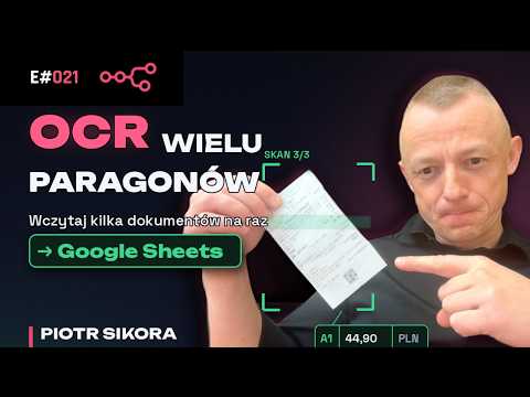Miniatura filmu: OCR w n8n dla wielu paragonów i faktur z zapisem do Google Sheets — workflow krok po kroku