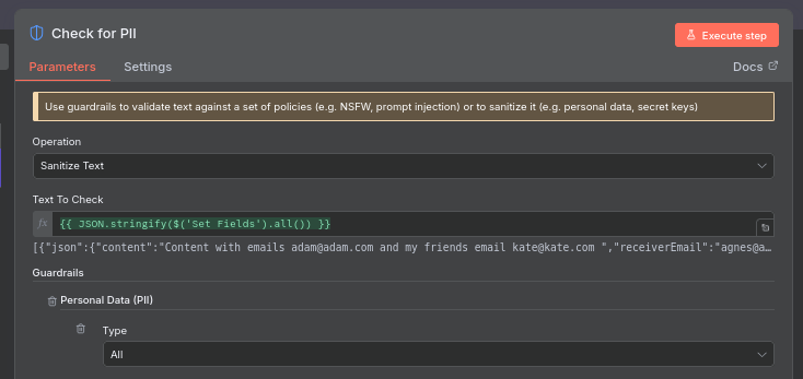 N8N Guardrails configuration