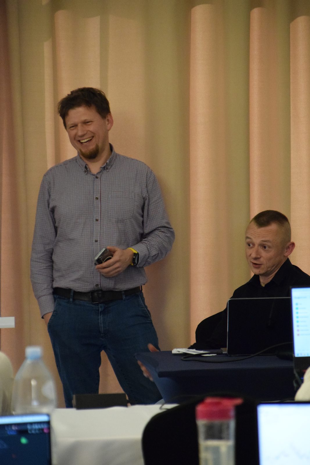 The trainer and a participant sharing a laugh